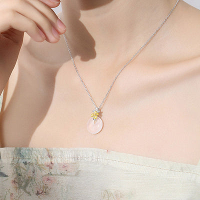 Buddha Stones 925 Sterling Silver Round Chalcedony Twelve Months Flower Harmony Necklace Pendant Necklaces & Pendants BS 20