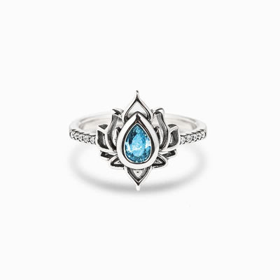 Buddha Stones Sterling Silver Lotus Zircon Blessing Protection Ring Ring BS main