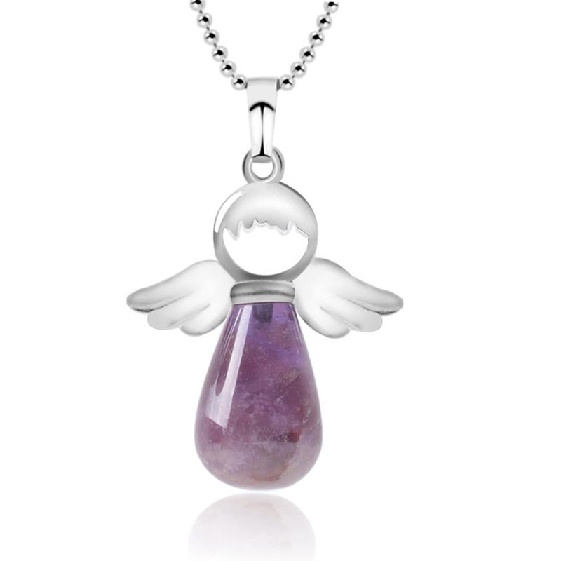 Buddha Stones Little Angel Wings Natural Crystal Luck Necklace Pendant - Amethyst - image 28