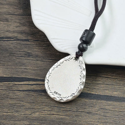 Buddha Stones Vintage 999 Sterling Silver Yin Yang Bagua Water Drop Design Balance Harmony Necklace Pendant Necklaces & Pendants BS 2