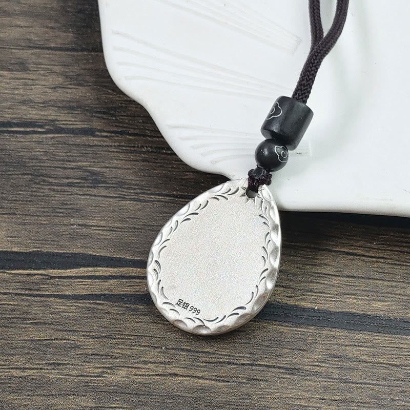 Buddha Stones Vintage 999 Sterling Silver Yin Yang Bagua Water Drop Design Balance Harmony Necklace Pendant Necklaces & Pendants BS 2