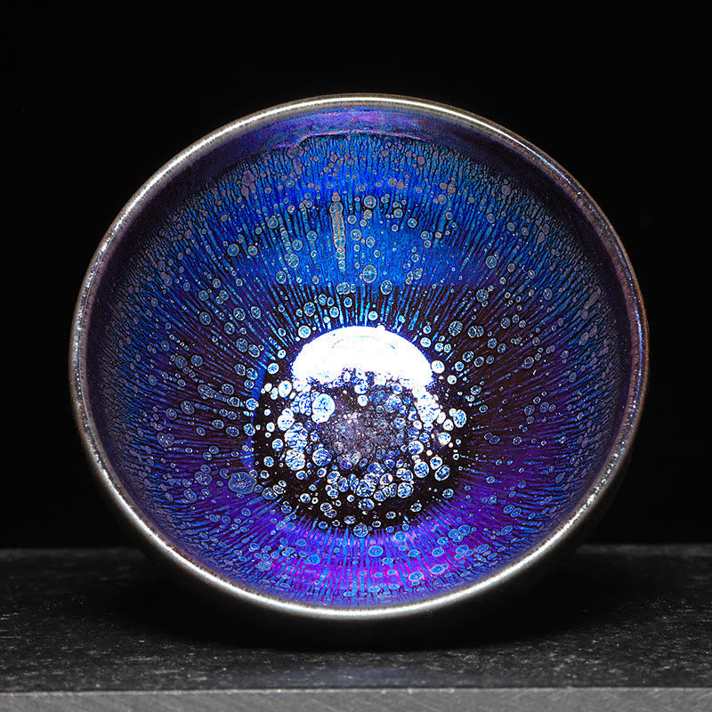 Buddha Stones Chinese Jianzhan Blue Colorful Glaze Ceramic Teacup Tenmoku Kung Fu Tea Cup With Gift Box Jian Zhan Tea Cup BS main