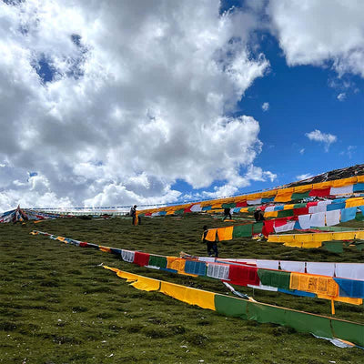 Buddha Stones Tibetan 5 Colors Silk Windhorse Auspicious Outdoor 25 Pcs Prayer Flag TIBETAN PRAYER FLAGS buddhastoneshop 3