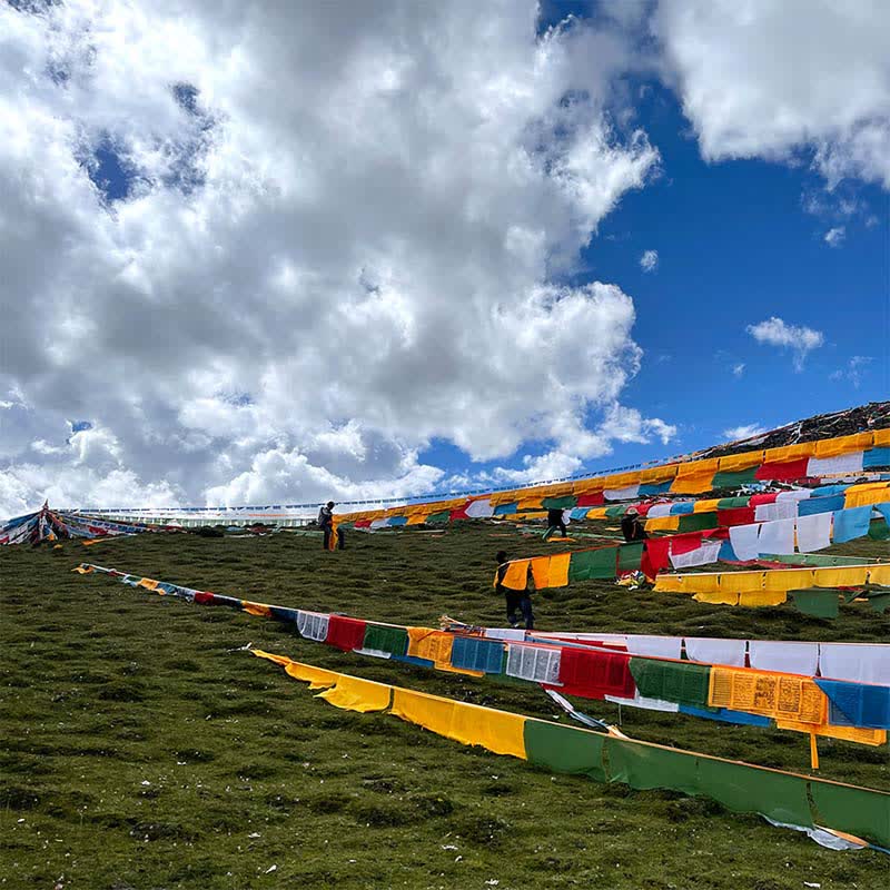 Buddha Stones Tibetan 5 Colors Silk Windhorse Auspicious Outdoor 25 Pcs Prayer Flag TIBETAN PRAYER FLAGS buddhastoneshop 3