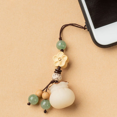 Buddha Stones Natural Bodhi Seed Money Bag Flower Blessing Prosperity Keychain Key Chain BS 12