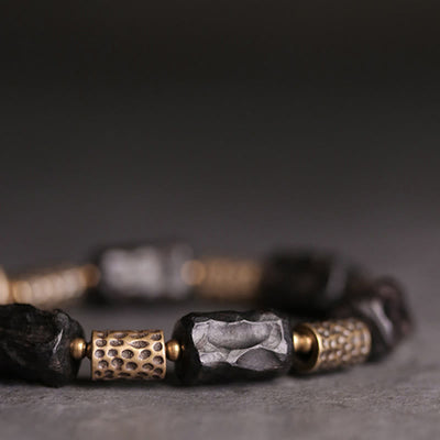 Buddha Stones Tibetan Ebony Wood Copper Calm Peace Bracelet Bracelet BS 11