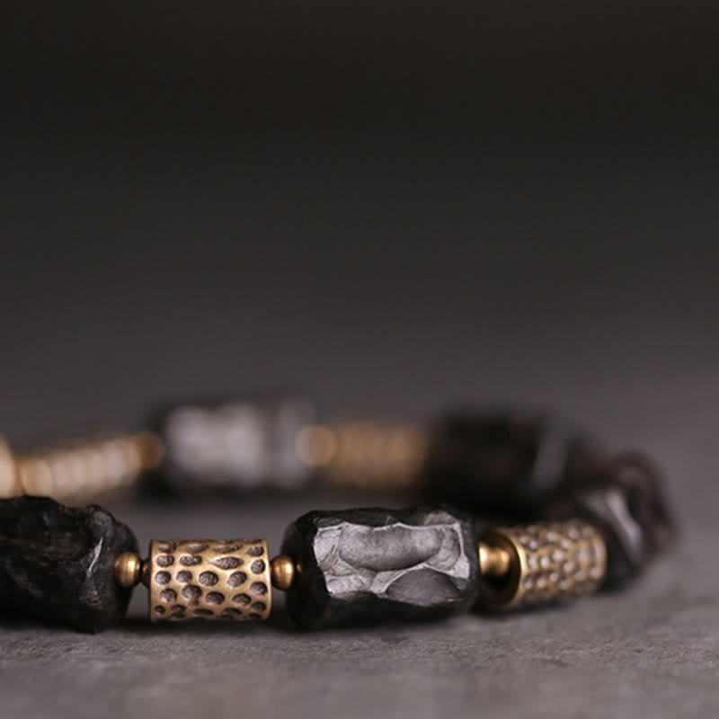 Buddha Stones Tibetan Ebony Wood Copper Calm Peace Bracelet Bracelet BS 11