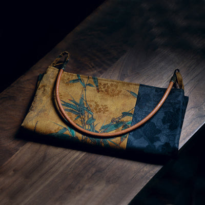 Buddha Stones Bamboo Leaves Flower Butterfly Persimmon Shoulder Bag Handbag Shoulder Bag BS 6