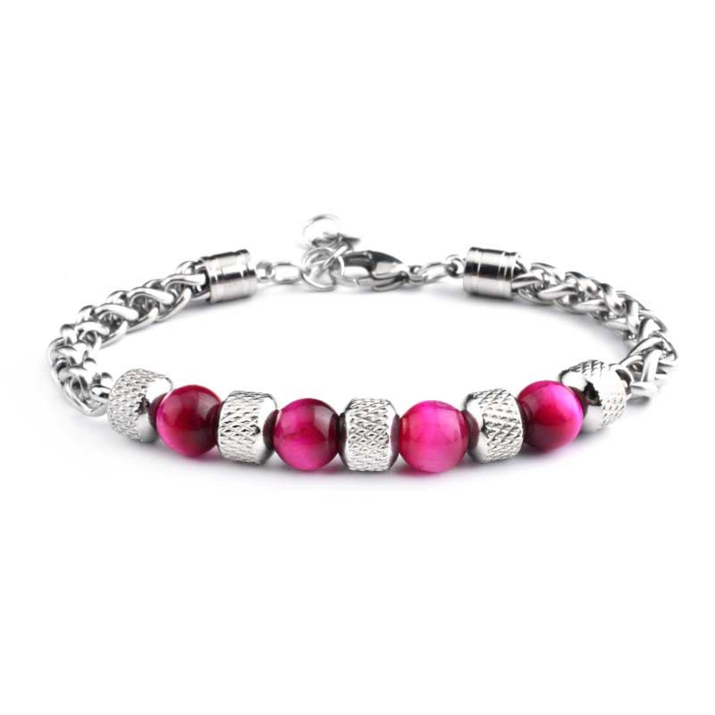 Buddha Stones Black Onyx Tiger Eye Bead Courage Bracelet Bracelet BS Rose Red Tiger Eye 8mm