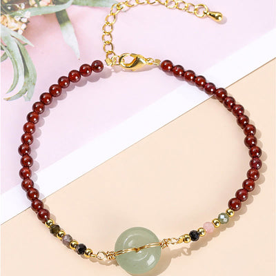 Buddha Stones Natural Garnet Peace Buckle Bead Calm Bracelet Bracelet BS 6