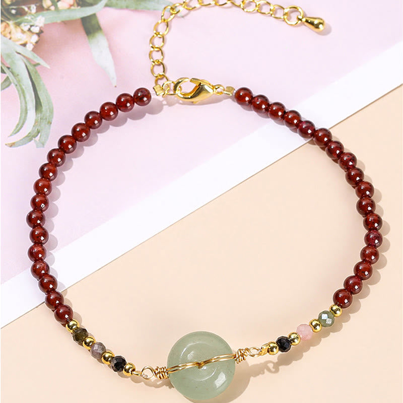 Buddha Stones Natural Garnet Peace Buckle Bead Calm Bracelet Bracelet BS 6