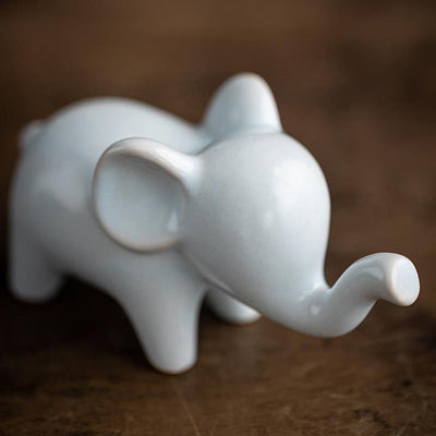Buddha Stones Small Ceramic Elephant Home Tea Pet Figurine Desk Decoration Decorations BS 4