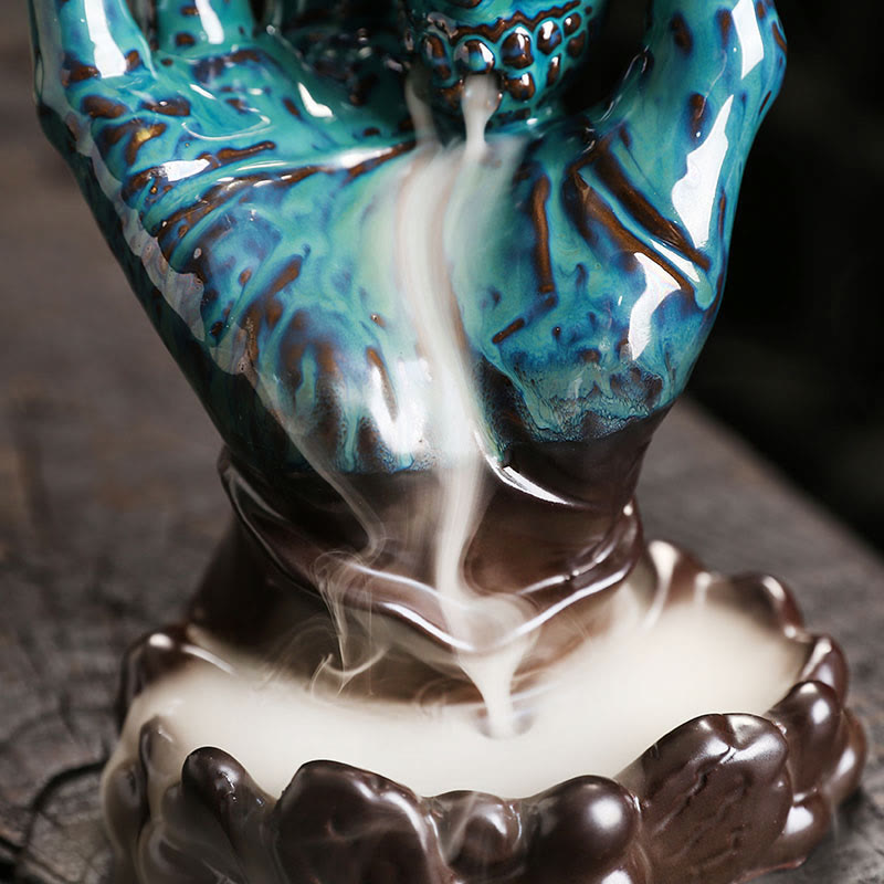 Buddha Stones Halloween Ghost Hand Skull Head Ceramic Peace Healing Incense Burner Decoration Incense Burner BS 12