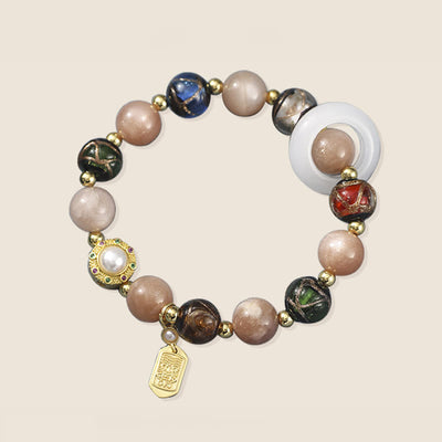 Buddha Stones Tibetan Incense Ash Liuli Glass Tridacna Stone Sun Stone Om Mani Padme Hum Prayer Wheel Charm Bracelet Bracelet BS 14