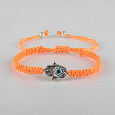 Buddha Stones Handmade Hamsa Symbol Protection Luck String Bracelet Bracelet BS DarkOrange(Bracelet Size 16-24cm)