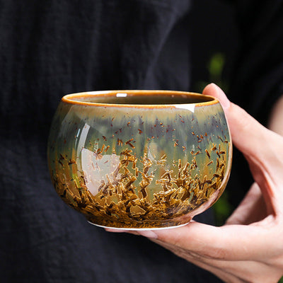 Buddha Stones Colorful Brown Ceramic Teacup Kung Fu Tea Cup Bowl Cup BS 2