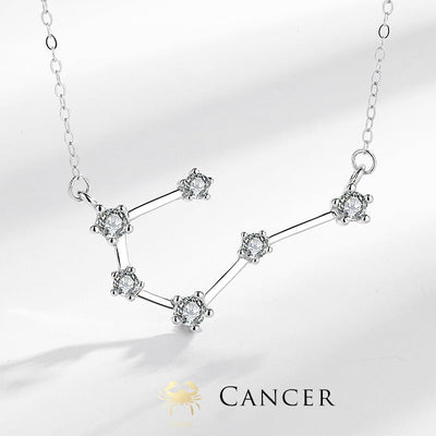 Collar Foviel de plata de ley 925 con las 12 constelaciones del zodiaco