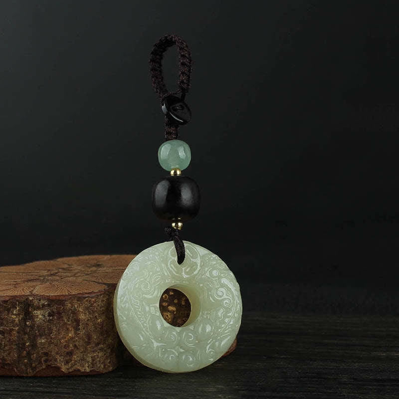 Buddha Stones PiXiu Jade Peace Buckle Abundance Wealth Key Chain Key Chain BS 9