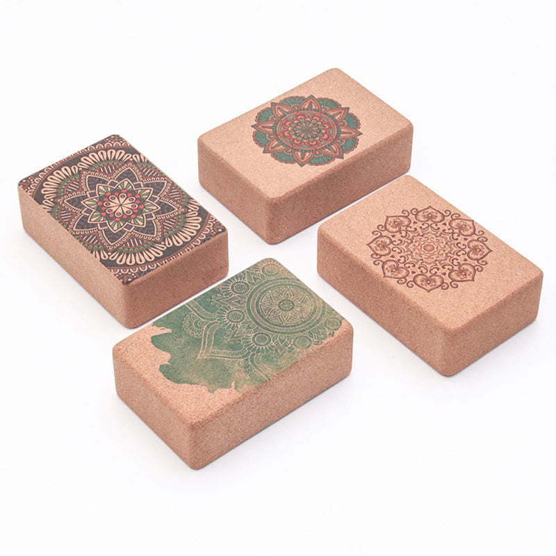 Buddha Stones Tibetan Mandala Mindful Yoga Cork Block Yoga Cork Block buddhastoneshop 1