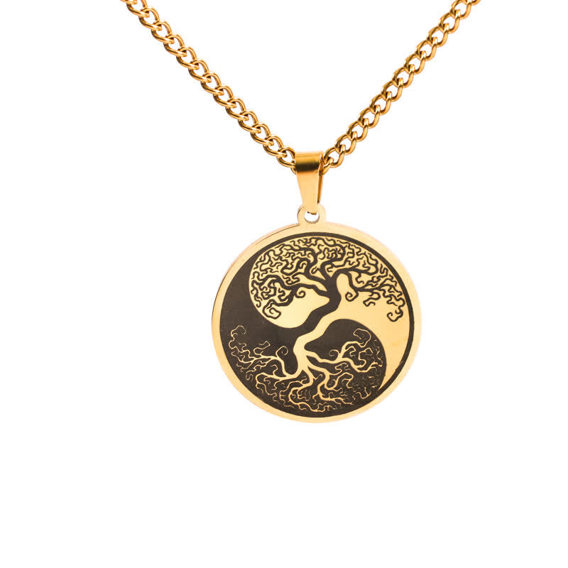 Buddha Stones The Tree of Life Titanium Steel Connection Necklace Pendant Necklaces & Pendants BS Gold