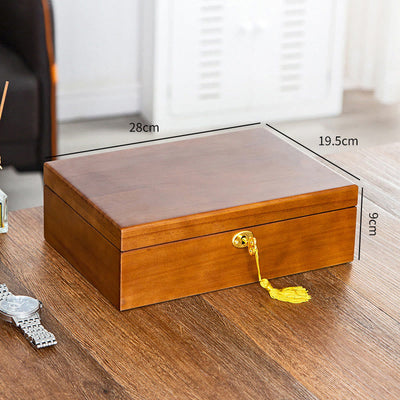Buddha Stones Vintage Wooden Jewelry Box Two-Layer Solid Wood Jewelry Storage Box Jewelry Box BS 16