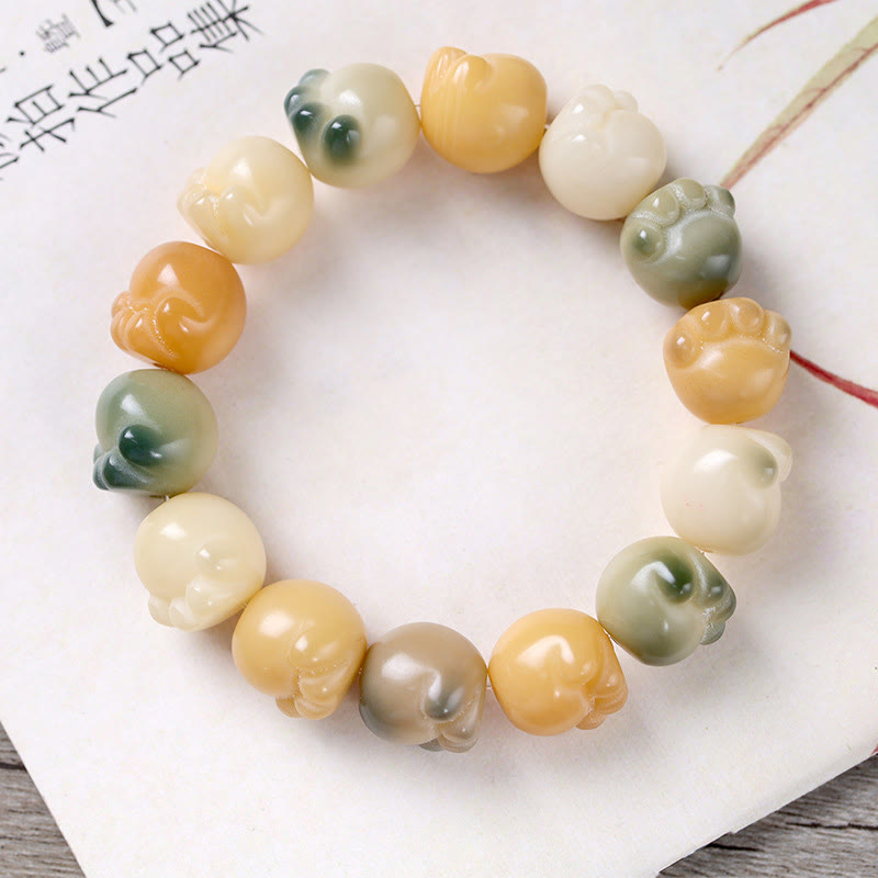 Buddha Stones Multilayered Bodhi Seed Cute Cat Paw Calm Harmony Bracelet Bracelet BS 1