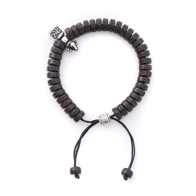 Buddha Stones Tibet Coconut Shell Carved Om Mani Padme Hum Dorje Vajra Bell Happiness String Bracelet Bracelet BS 1