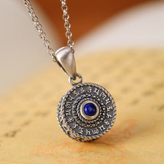 Buddha Stones 925 Sterling Silver Om Mani Padme Hum Lazurite Love Peace Necklace Pendant - Om Mani Padme Hum(Love♥Focus) - image 0