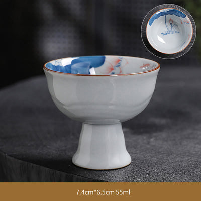 Buddha Stones Lotus Flower Leaf Bamboo Ceramic Teacup Kung Fu Tea Cups Cup BS Lotus 7.4cm*6.5cm*55ml