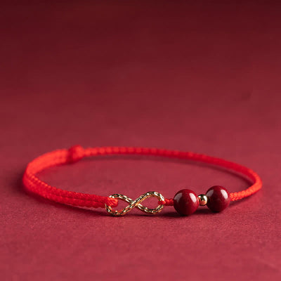 Buddha Stones Cinnabar Blessing Red String 14K Gold Infinity Symbol Bracelet Anklet Bracelet Anklet BS Red Anklet(Anklet Circumference 16-26cm)