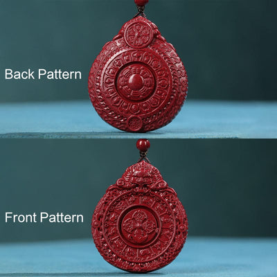 Buddha Stones Chinese Zodiac Natural Cinnabar Bagua Amulet Keep Away Evil Spirits Necklace Pendant Necklaces & Pendants BS 4