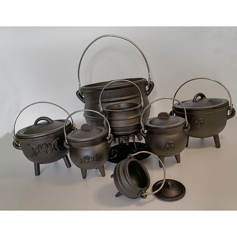 Buddha Stones Cast Iron Cauldron Prayer Altar Burning Holder Incense Sage Smudging Rituals Use Items Prayer Altar BS 10