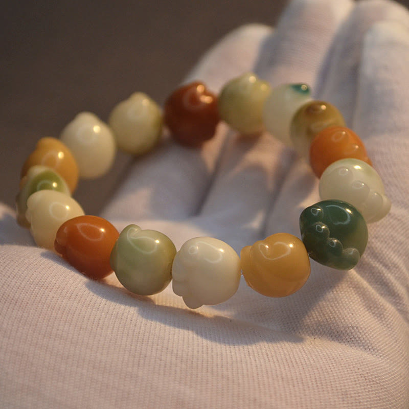 Buddha Stones Multilayered Bodhi Seed Cute Cat Paw Calm Harmony Bracelet Bracelet BS 4