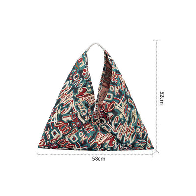 Buddha Stones Flowers Letters Butterfly Geometry Print Underarm Triangle Shoulder Bag Handbags BS 7