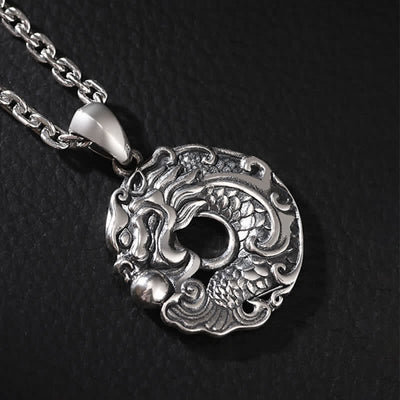 Buddha Stones Koi Fish Dragon Peace Buckle Wealth Necklace Pendant Necklaces & Pendants BS 9