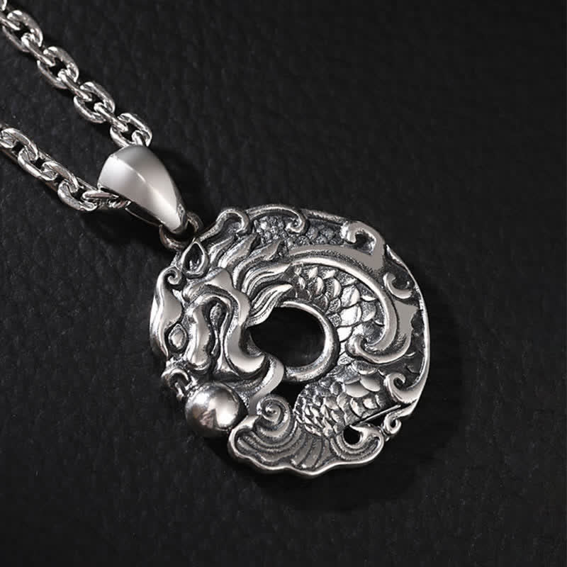 Buddha Stones Koi Fish Dragon Peace Buckle Wealth Necklace Pendant Necklaces & Pendants BS 9