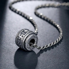Buddha Stones Tibet Om Mani Padme Hum Protection Necklace Pendant Necklaces & Pendants BS Silver Chain