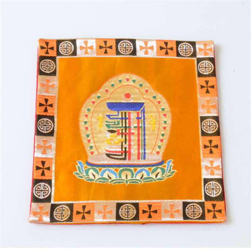 Prayer Altar Mat Man-Bcu Kalachakra Healing Meditation Jacquard Mat - Orange - image 7