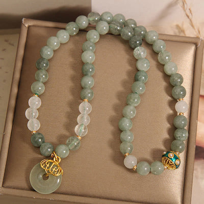 Buddha Stones Green Aventurine Peace Buckle Charm Luck Double Wrap Bracelet Bracelet BS 2