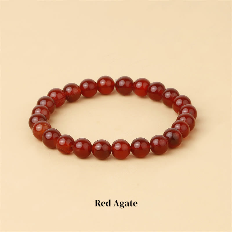 Buddha Stones Natural Stone Quartz Healing Beads Bracelet Bracelet BS 8mm Red Agate