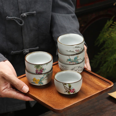 Buddha Stones Loquat Lychee Snow Scenery Landscape Grape Apple Ceramic Teacup Kung Fu Tea Cup Cup BS 11
