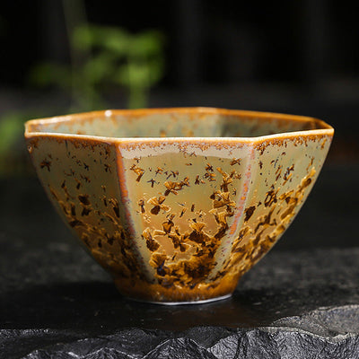 Buddha Stones Colorful Brown Ceramic Teacup Kung Fu Tea Cup Bowl Cup BS 9cm*4.8cm*100ml Without Gift Box