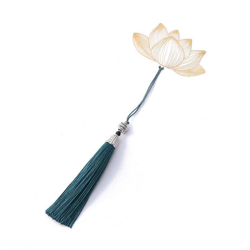 Buddha Stones Lotus Flower New Beginning Metal Brass Hollow Bookmark Bookmarks BS 5