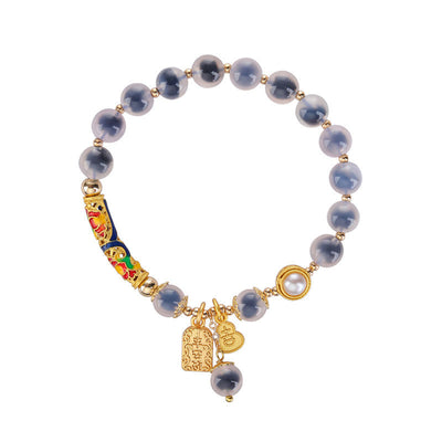 Buddha Stones Natural Blue Candy Agate Amulet Strength Bracelet Bracelet BS 7