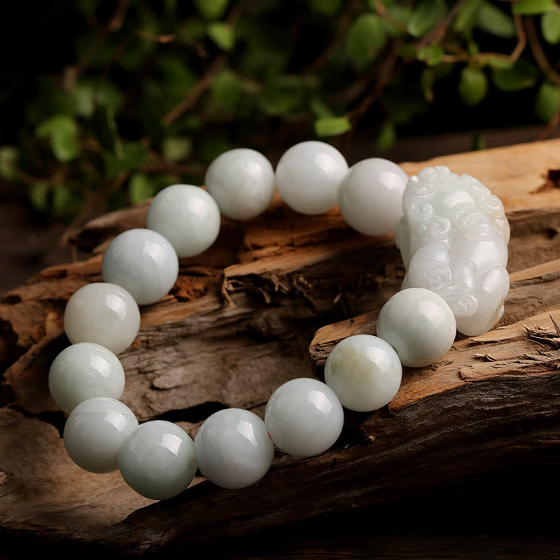 Buddha Stones Fengshui Wealth Prosperity Jade PiXiu Luck Bracelet Bracelet BS 7