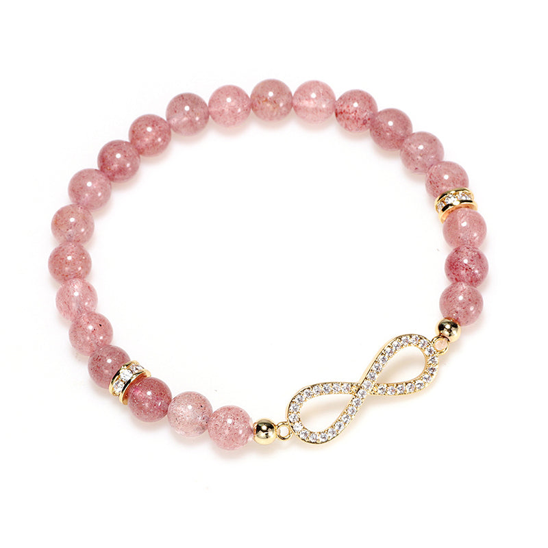 Bracelet de guérison et de positivité en quartz fraise naturel Foviel