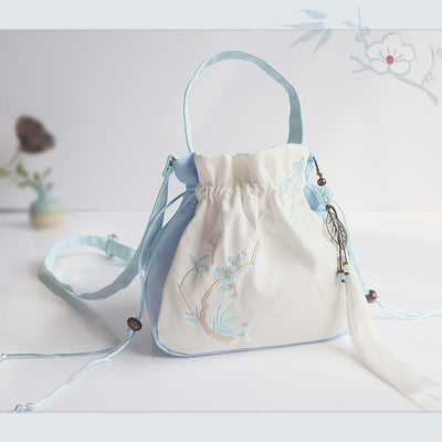 Buddha Stones Handmade Embroidered Flowers Canvas Tote Shoulder Bag Handbag Bag BS 29
