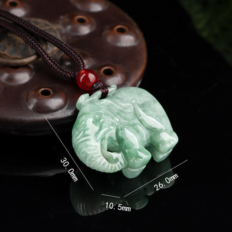 Buddha Stones Elephant Jade Luck Strength Necklace String Pendant Necklaces & Pendants BS 4