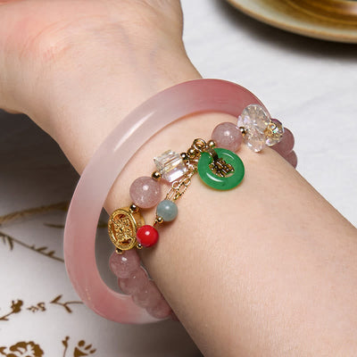 Foviel Attracting Love and Protection Pink Bracelet Bangle Bundle