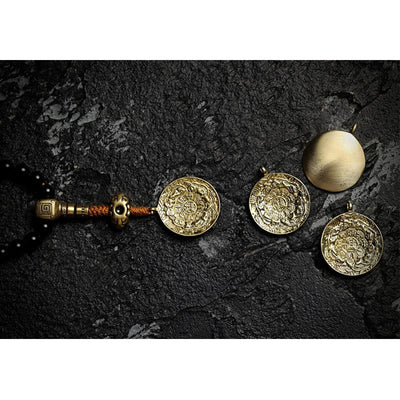 Buddha Stones Tibetan 108 Mala Beads Black Onyx Tiger Eye Beads Nine Palaces Bagua Protection Bracelet Mala Bracelet BS 8